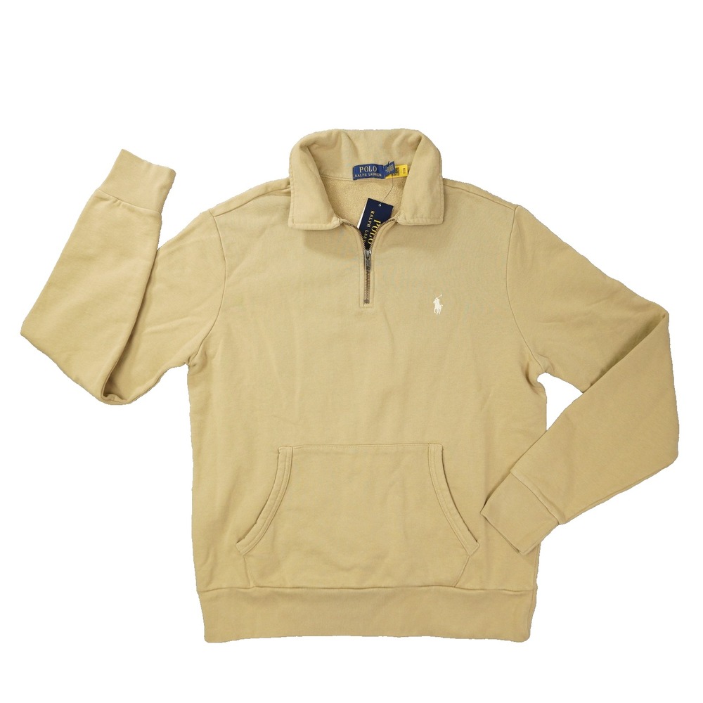 Polo Ralph Lauren Men's S Loopback Fleece Quarter-Zip Sweatshirt Clubhouse Cream